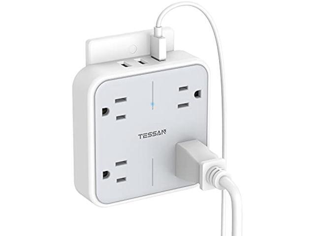 Multi Plug Outlet Extender with USB, TESSAN Surge Protector Splitter 3 USB Wall Charger, Multiple Expander for Travel, Home, College Dorm Room