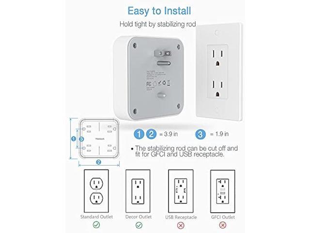 Multi Plug Outlet Extender with USB, TESSAN Surge Protector Splitter 3 USB Wall Charger, Multiple Expander for Travel, Home, College Dorm Room