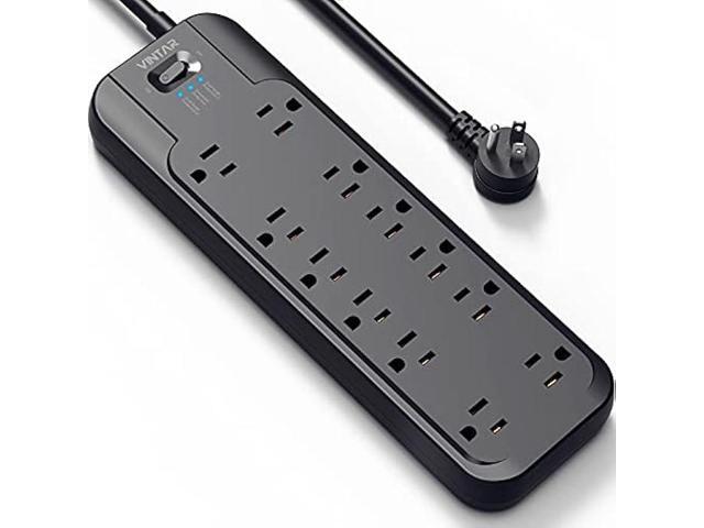 VINTAR Power Strip Surge Protector (2 × 4800 Joules) with 12 AC Outlets,1875W Output,6ft Long Extension Cord Flat Plug with Dual Surge Protection...