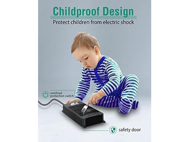 Outdoor Power Strip Weatherproof with 3 USB Ports, Outdoor Surge Protector Waterproof 6 Outlets 6 ft Extension Cord, Overload Protection, Mountable...