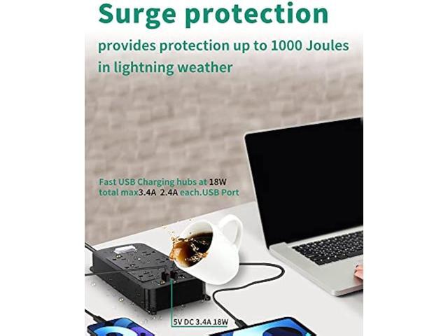 Outdoor Power Strip Weatherproof with 3 USB Ports, Outdoor Surge Protector Waterproof 6 Outlets 6 ft Extension Cord, Overload Protection, Mountable...