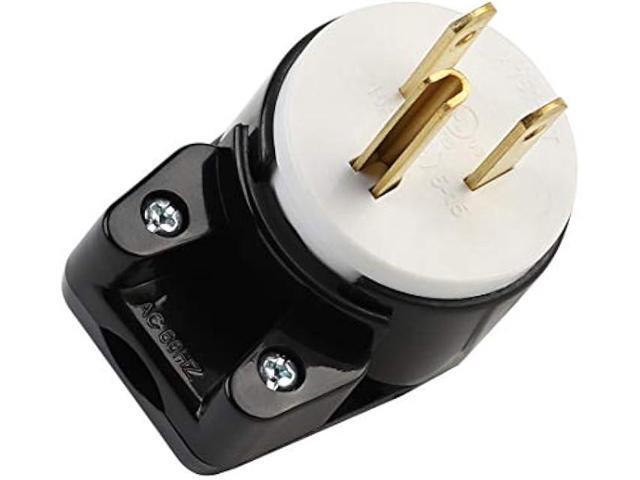 (2xPCS) Right Angle Nema 5-15P 15A 125V AC Plug, [ETL] Easy Assembly 90 Degree USA Canada Male DIY Rewirable 12 Directions Adjustable AC Connector
