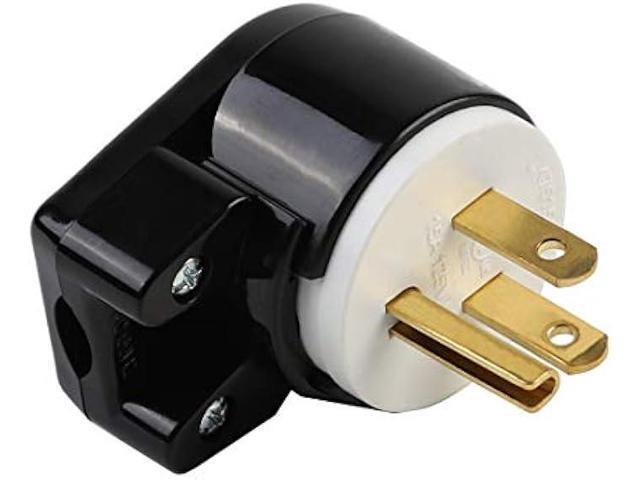 (2xPCS) Right Angle Nema 5-15P 15A 125V AC Plug, [ETL] Easy Assembly 90 Degree USA Canada Male DIY Rewirable 12 Directions Adjustable AC Connector
