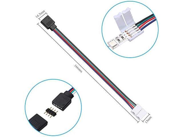 20 Pieces LED RGB Strip Light Connector Male and Female Connector Wire Cable 10 mm Wide Strip to Controller Adaptor with 10 Pieces Male 4 Pin Plugs...