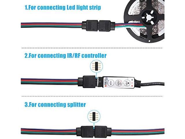 20 Pieces LED RGB Strip Light Connector Male and Female Connector Wire Cable 10 mm Wide Strip to Controller Adaptor with 10 Pieces Male 4 Pin Plugs...