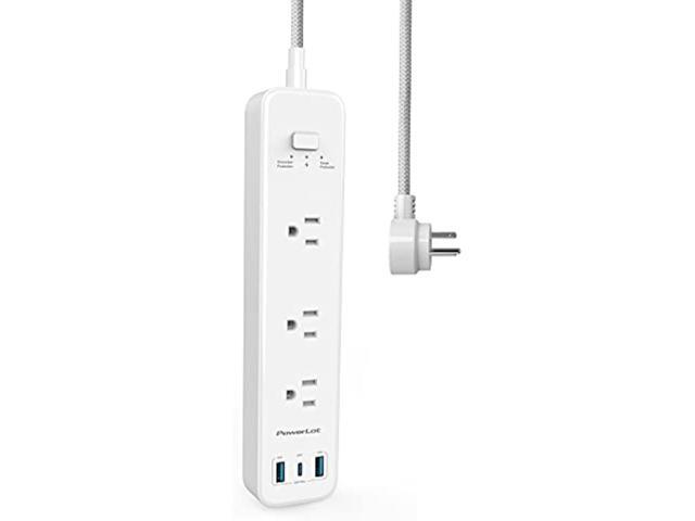 Power Strip, PowerLot USB Power Strip Surge Protector, 3 Outlets & 32W USB (1 USB C& 2 USB A) PD Power Strip with Extension Cord 5ft, ETL Flat Plug...