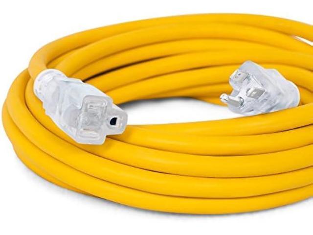 Internet's Best 25 FT Power Extension Cord with LED Lighted Plugs - 12 AWG (Gauge 12/3) Heavy Duty Outdoor/Indoor Power Extension Cable Cord -...