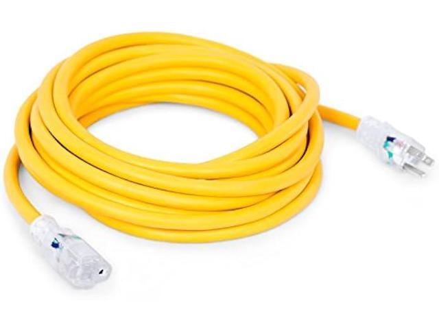 Internet's Best 25 FT Power Extension Cord with LED Lighted Plugs - 12 AWG (Gauge 12/3) Heavy Duty Outdoor/Indoor Power Extension Cable Cord -...