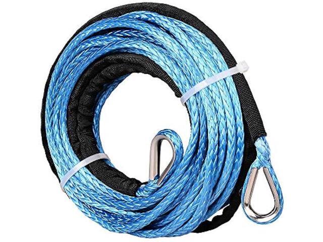 Astra DepotS 1/4 50ft Winch Extension Synthetic Winch Rope Winch Cable ATV Winch Line with Stainless Steel Thimbles (1PC, Blue)