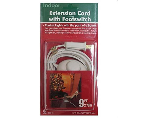 9 Foot Christmas Extension Cord with On/Off Foot Switch - - White Christmas Tree Extension Cord with Foot Button Switch - UL Listed