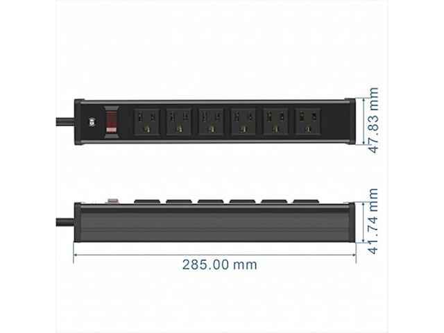 Metal Socket Wall Mount Power Strip,Oviitech 6 Outlets Heavy Duty Power Strip, 6-Foot SJT 3/C 14AWG Extension Cord, Mounting Brackets...