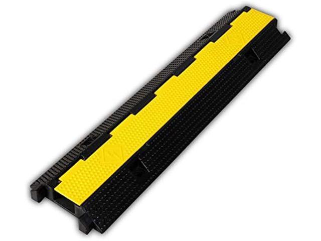 1 Pack Rubber Cable Ramp Hose Cable Protector Ramp 1 Channel 22000Lbs Load Capacity Traffic Speed Bump Wires Power Lines Extension Cord Cover for...