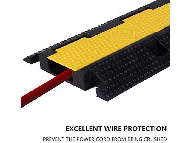 F COME 1 Pack Rubber Cable Ramp Hose Cable Protector Ramp 1 Channel 22000Lbs Load Capacity Traffic Speed Bump Wires Power Lines Extension Cord...