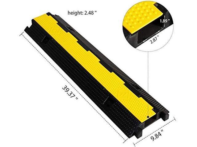 F COME 1 Pack Rubber Cable Ramp Hose Cable Protector Ramp 1 Channel 22000Lbs Load Capacity Traffic Speed Bump Wires Power Lines Extension Cord...