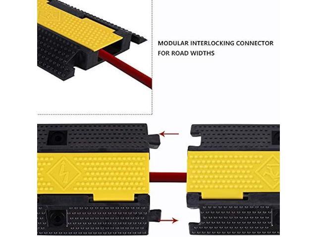 F COME 1 Pack Rubber Cable Ramp Hose Cable Protector Ramp 1 Channel 22000Lbs Load Capacity Traffic Speed Bump Wires Power Lines Extension Cord...