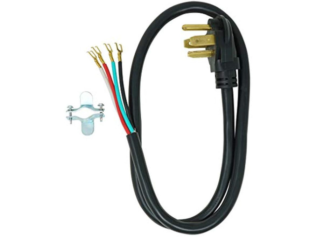 Southwire 9154SW8808 Dryer Power Cord, 4-Foot, 1/4-Inch Flanged Terminals, Flat Plug, Compatible With Most Standard Dryers With A 3 Conductor Wall...