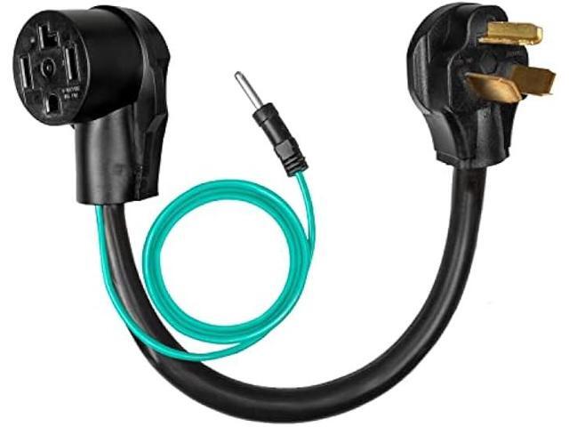 Iron Forge Cable 4 Prong to 3 Prong Dryer Plug Adapter - 10/3 STW 1.5 Ft Black Outlet Adapter for Dryer - NEMA 14-30R to 10-30P