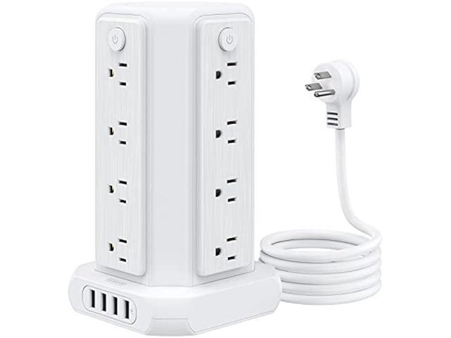 Power Strip Tower Surge Protector, NTONPOWER 16 Outlet 4 USB Ports Desktop Charging Station, Individual Switch, 5 ft Extension Cord with Multiple...