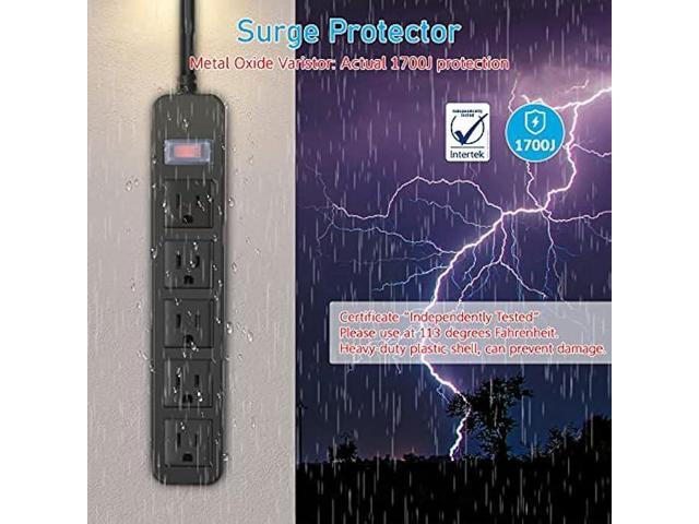 Outdoor Power Strip Waterproof with 5 Outlet, Garden Weatherproof 1700J Surge Protector, Christmas Multiple Outlet Exterior Socket for Lighting...