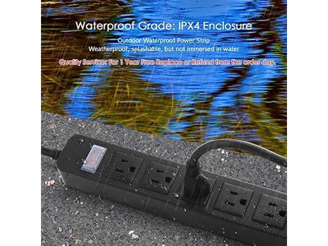 Outdoor Power Strip Waterproof with 5 Outlet, Garden Weatherproof 1700J Surge Protector, Christmas Multiple Outlet Exterior Socket for Lighting...