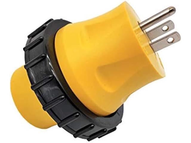 Parkworld 691685 Shore Power Adapter Household 15A 5-15 Plug to RV Twist Lock 30A Socket L5-30 Receptacle with Locking Ring (Adapter)