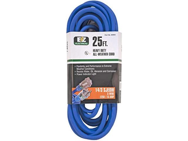 Eastman 25 Feet All Weather Extension Cord with Indicator Light, Electrical 3-Prong Wire, 60994