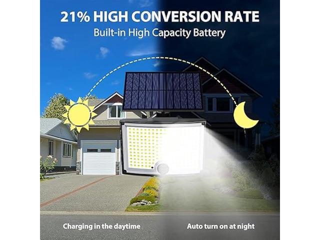 Adiding Solar Outdoor Lights, 2800LM 202 LED Solar Flood Lights, Motion Sensor Outdoor Lights Solar Powered-3 Modes/16.4ft Cord/Remote, Solar...