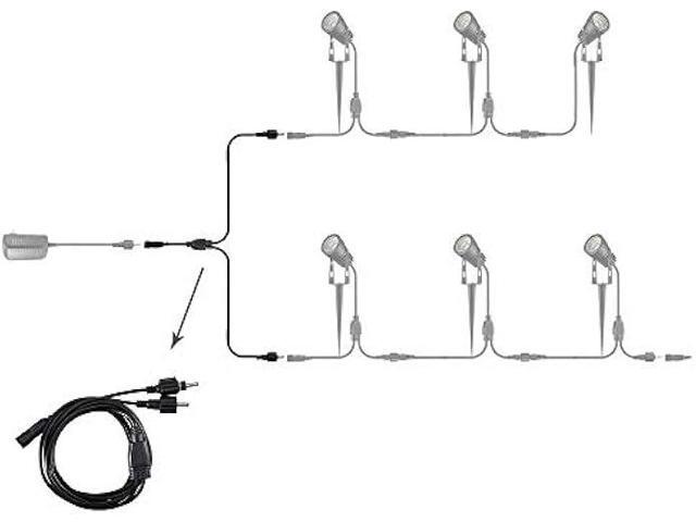 ALOVECO 2-in-1 Splitter, Extension Wires for 6-in-1 Outdoor Spotlights, Waterproof for DIY Decoration