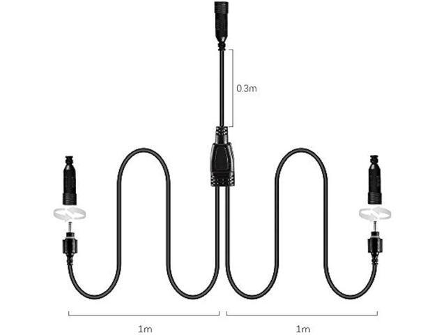 ALOVECO 2-in-1 Splitter, Extension Wires for 6-in-1 Outdoor Spotlights, Waterproof for DIY Decoration