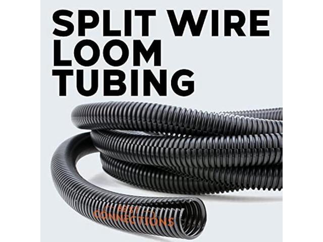 1/2 X 100 ft Split Wire Loom Flex-Guard Convoluted Tubing Protective Split Cable Sleeves for Automotive Home Industrial Electrical Wires Chemical...