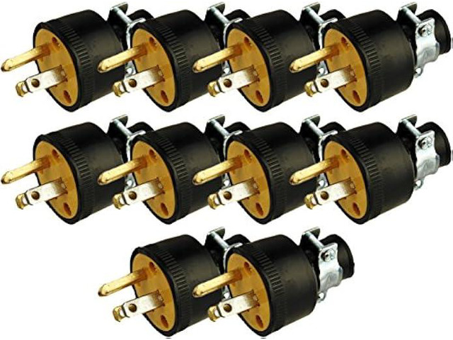 Black Duck Brand Male Extension Cord Replacement Electrical Plugs End (10 Male Electrical Plugs End)