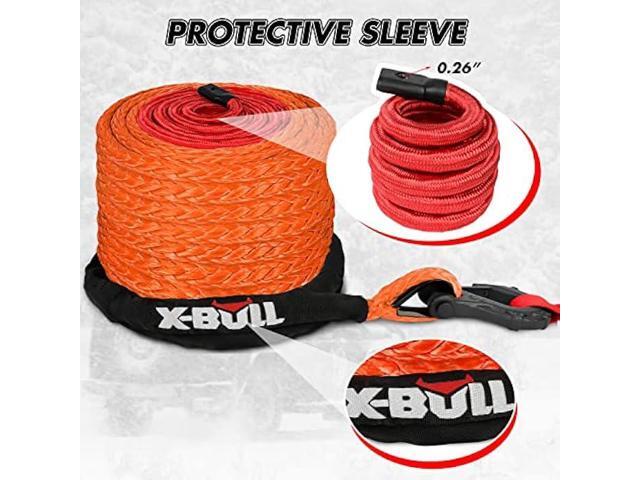 X-BULL Synthetic Winch Rope - Cable Kit -1/2 X 85ft 32000LBS Winch Line with Protective Sleeve Forged Winch Hook Safety Pull Strap go for 4WD Off...