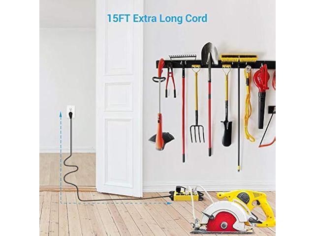 DEWENWILS 8-Outlet Metal Power Strip Surge Protector with 2 USB Ports,15 Ft Flat Plug Extension Cord, Heavy Duty Industrial Power Strip,15A Circuit...