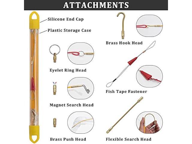 KOOTANS 11 ft Fiberglass Wire Running Kit Wall Cable Wire Fishing Rod Pull Push Tool Electrical Fish Tape Set with 6 Different Accessories
