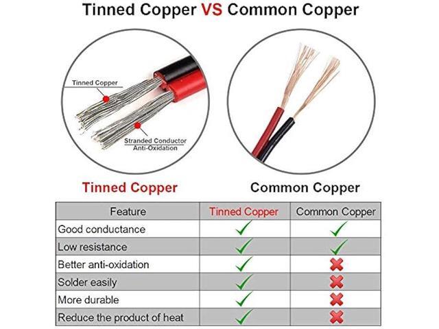 18 Gauge (40 ft long) Tinned Copper 2pin 2 Color Red Black Cable Hookup Electrical Wire LED Strips Extension Wire 12V/24V DC Cable, 18AWG Flexible...