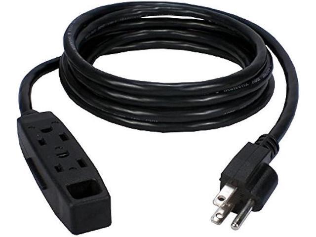 QVS 3-Outlet 3-Prong 25ft Power Extension Cord, Black (PC3PX-25)