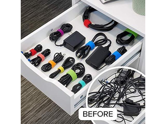 Wrap-It Storage Cable Management Value Pack - 40 Self-Gripping Cable Ties, 20 Cable Labels, 12ft Perforated Self-Gripping Roll - For Home, Office,...