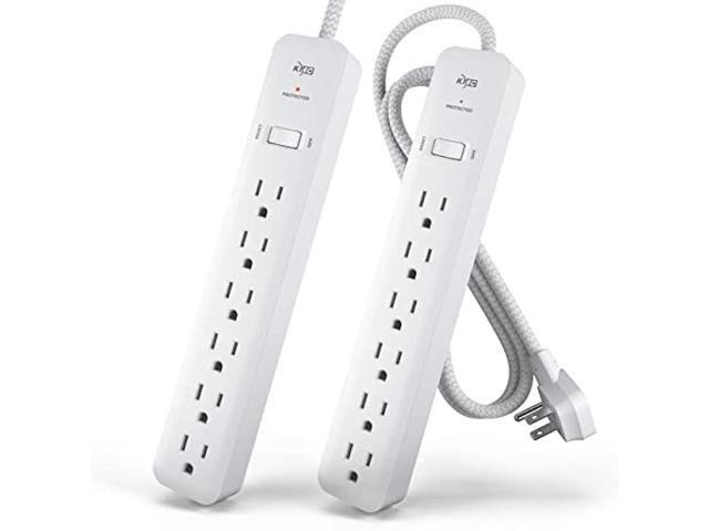 KMC 6-Outlet Surge Protector Power Strip 4 ft cord 2-Pack, 1080J Power Surge Protector, 4-Foot Long Braided Extension Cord with Multiple Outlets,...