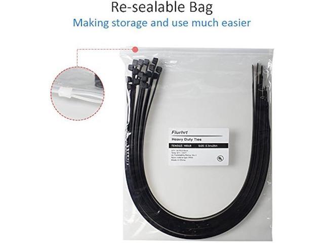 Cable Zip Ties Heavy Duty 26 Inch, Strong Large Black Zip Ties with 200 Pounds Tensile Strength, 50 Pieces, Long Durable Nylon Black tie wraps,...