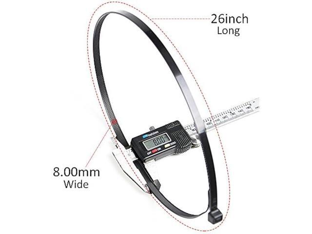 Cable Zip Ties Heavy Duty 26 Inch, Strong Large Black Zip Ties with 200 Pounds Tensile Strength, 50 Pieces, Long Durable Nylon Black tie wraps,...