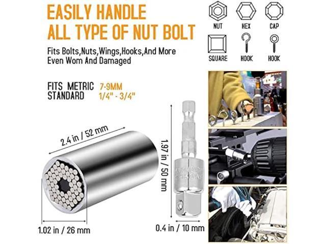 22pcs Flexible-Drill-Bit-Extension Set, 105°Right-Angle-Drill Attachment,Hex Shank Drill-Bit-Kit Rotatable Joint Socket 1/4 3/8 1/2 In Hex Socket...