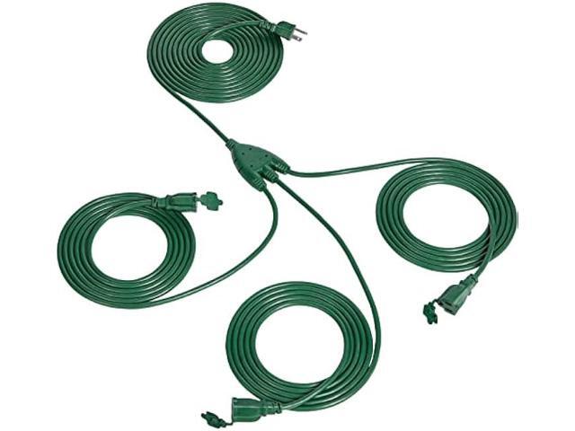 SURAIELEC Outdoor Extension Cord with Multiple Outlets, (15+10+10+10) 45FT Total, 25FT End to End, 1-3 Multi Plug Splitter, 16/3C SJTW, for...