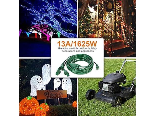 SURAIELEC Outdoor Extension Cord with Multiple Outlets, (15+10+10+10) 45FT Total, 25FT End to End, 1-3 Multi Plug Splitter, 16/3C SJTW, for...
