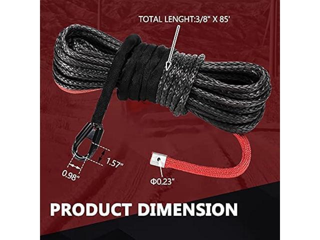 BUNKER INDUST Synthetic Winch Rope 3/8 x 85', 25000 Ibs Winch Cable Line with Protective Sleeve for 4WD Off Road Jeep ATV UTV SUV Truck Boat,1 Pcs...