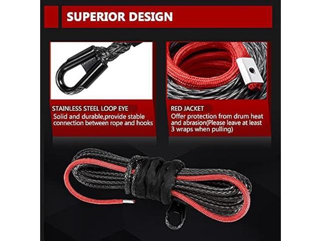 BUNKER INDUST Synthetic Winch Rope 3/8 x 85', 25000 Ibs Winch Cable Line with Protective Sleeve for 4WD Off Road Jeep ATV UTV SUV Truck Boat,1 Pcs...