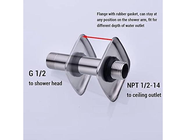 Shower Arm with Flange 4 Inch Stainless Steel Ceiling Mounted Straight Extension for Top Rainfall Shower Head, Brushed Nickel