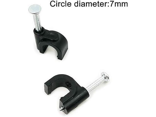 HS Electrical Coaxial Cable Clips Outdoor 500 Pack Nail-in Wire Clamps,Nail Wire Holder Cord Management 7mm,Black