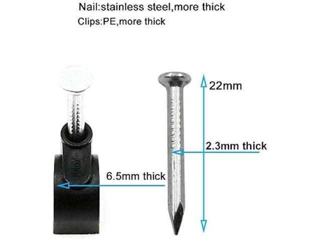 HS Electrical Coaxial Cable Clips Outdoor 500 Pack Nail-in Wire Clamps,Nail Wire Holder Cord Management 7mm,Black