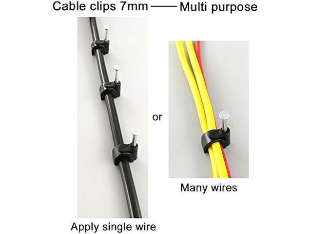 HS Electrical Coaxial Cable Clips Outdoor 500 Pack Nail-in Wire Clamps,Nail Wire Holder Cord Management 7mm,Black