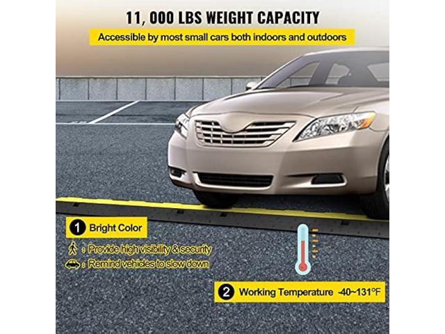VEVOR Cable Protector Ramp, 4 Packs 2 Channels Speed Bump Hump, Rubber Modular Speed Bump Rated 11000 LBS Load Capacity, Protective Wire Cord Ramp...
